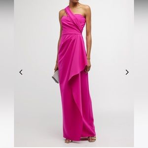 Rickie Freeman for Teri Jon, Stretch Crepe Side Drape Gown